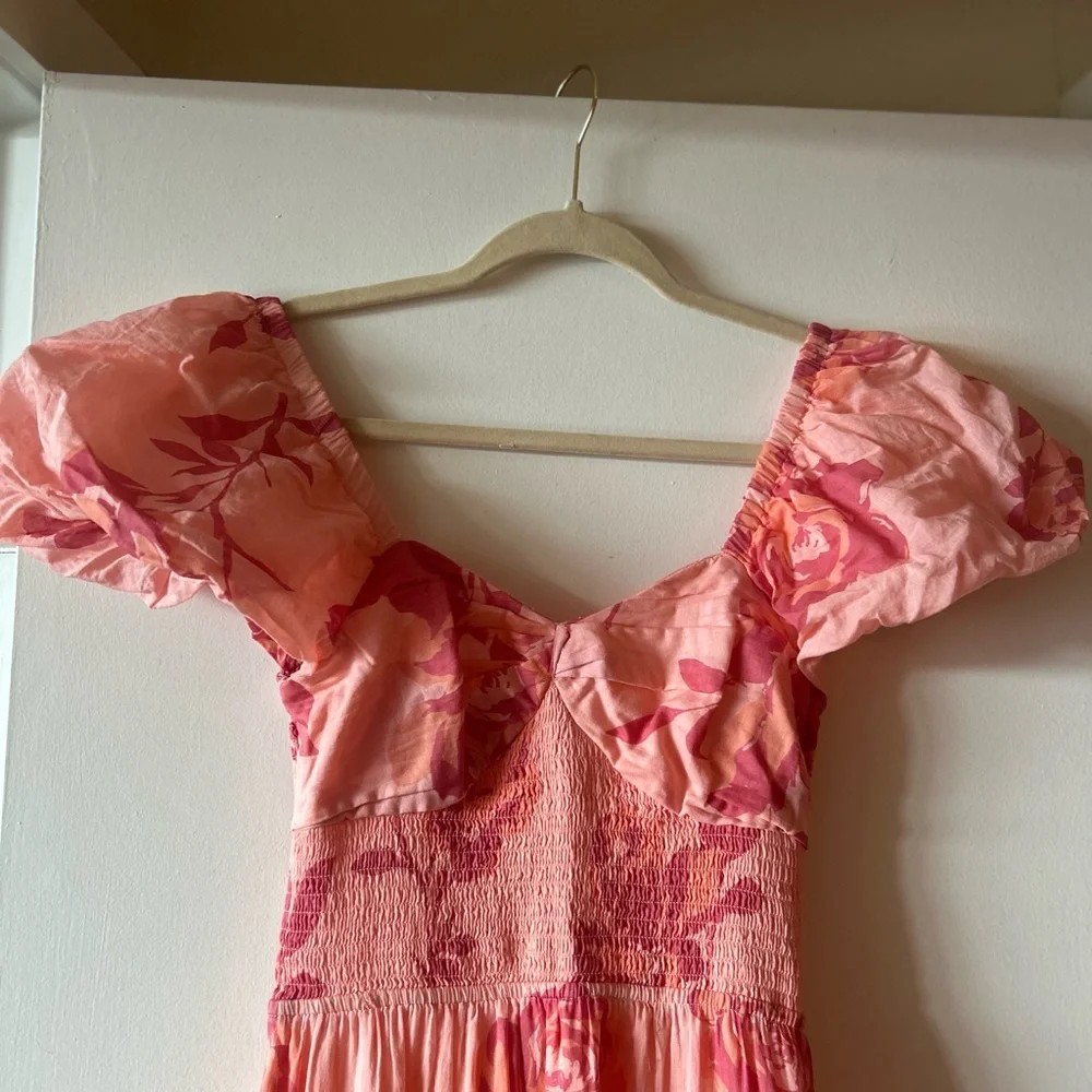 Free People Pink Floral Puff-Sleeve Maxi Dress - Picture 3 of 7